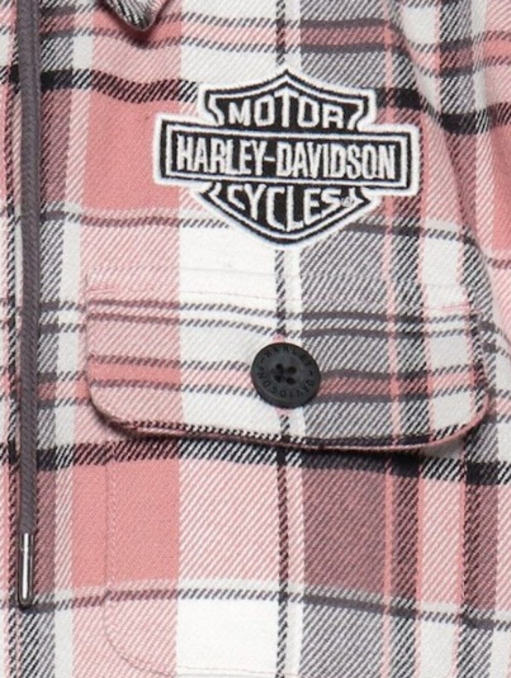 Harley-Davidson Rose Pink Plaid Hooded Utility Jacket - Picture 8 of 13